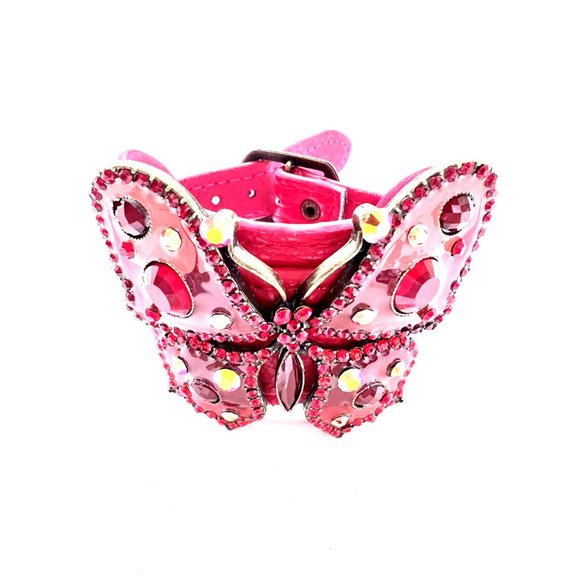 RED Butterfly SHAPED/DESIGN Vegan Leather Bracelet - Picture 2 of 4